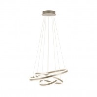 Eglo-Tonarella Dimmable Led Pendant Light - Champagne With Plastic, Satined Glass Shade
